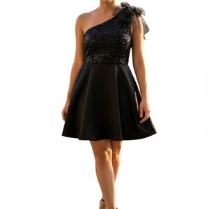 Eric Daman for Charlotte Russe Black One-Shoulder Sequin Party Dress Size 6